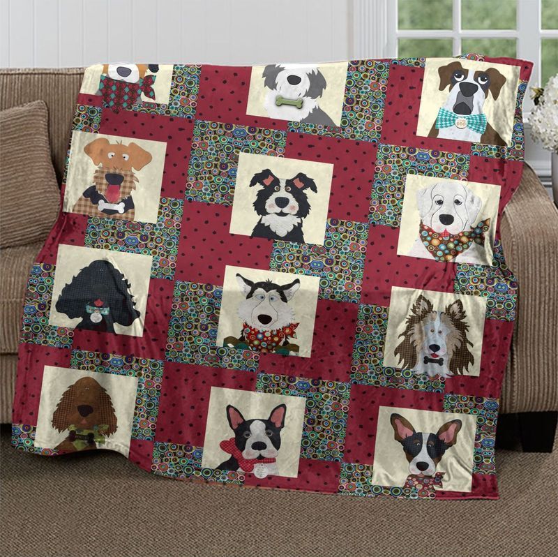 Beautiful Pattern Dogs Christmas Sherpa Fleece Blanket