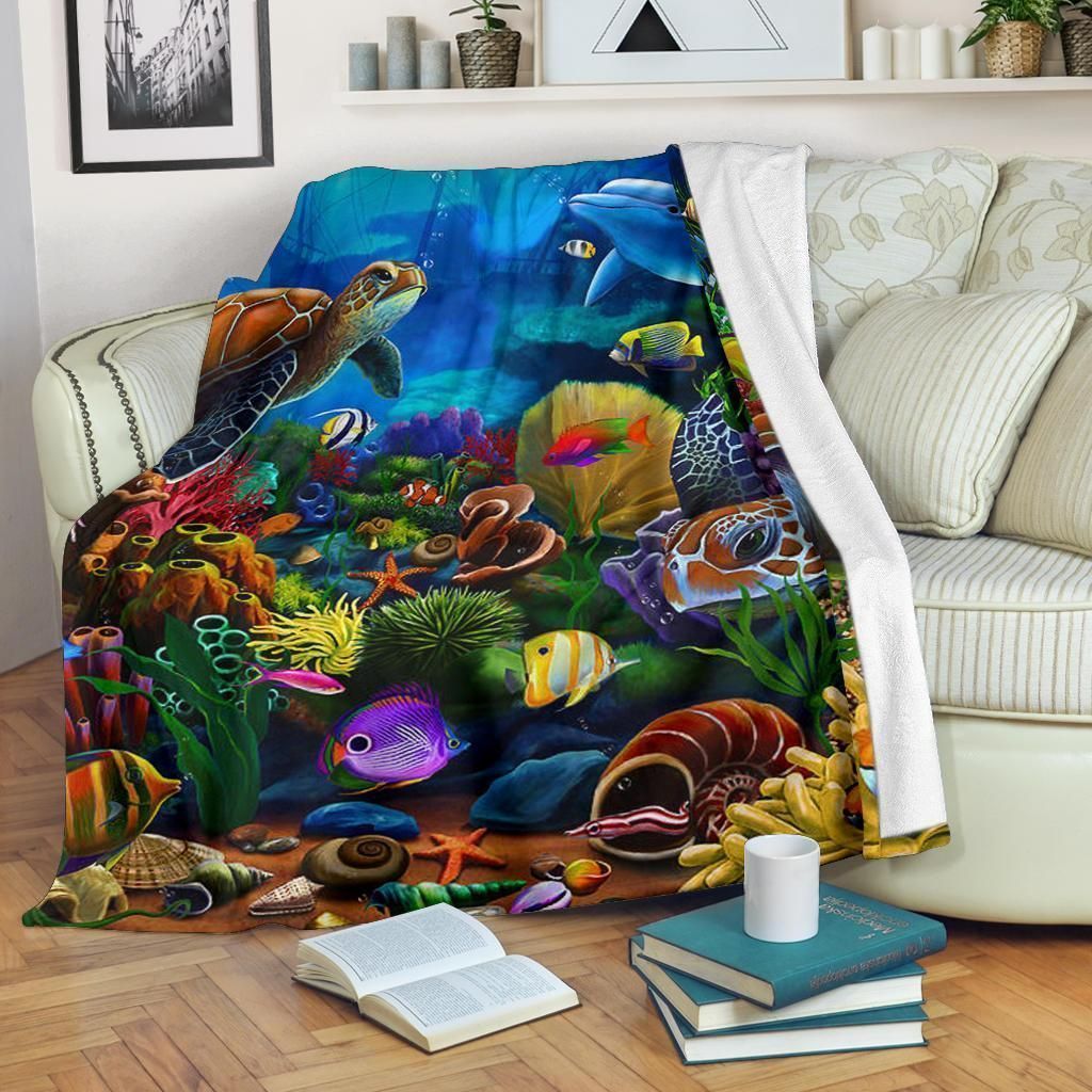 Beautiful Photo Of Ocean Animal Printed Fleece Blanket