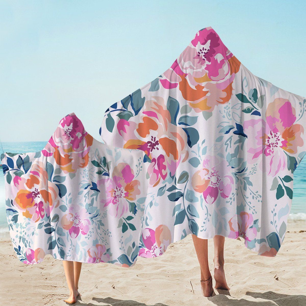 Beautiful Pinkish Apricot Printed Hooded Towel