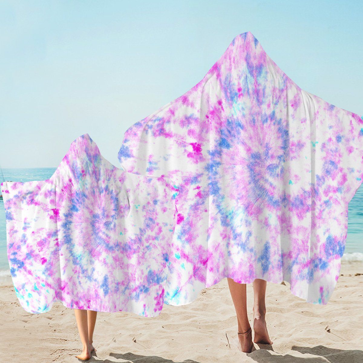 Beautiful Pinkish Spiral Printed Hooded Towel