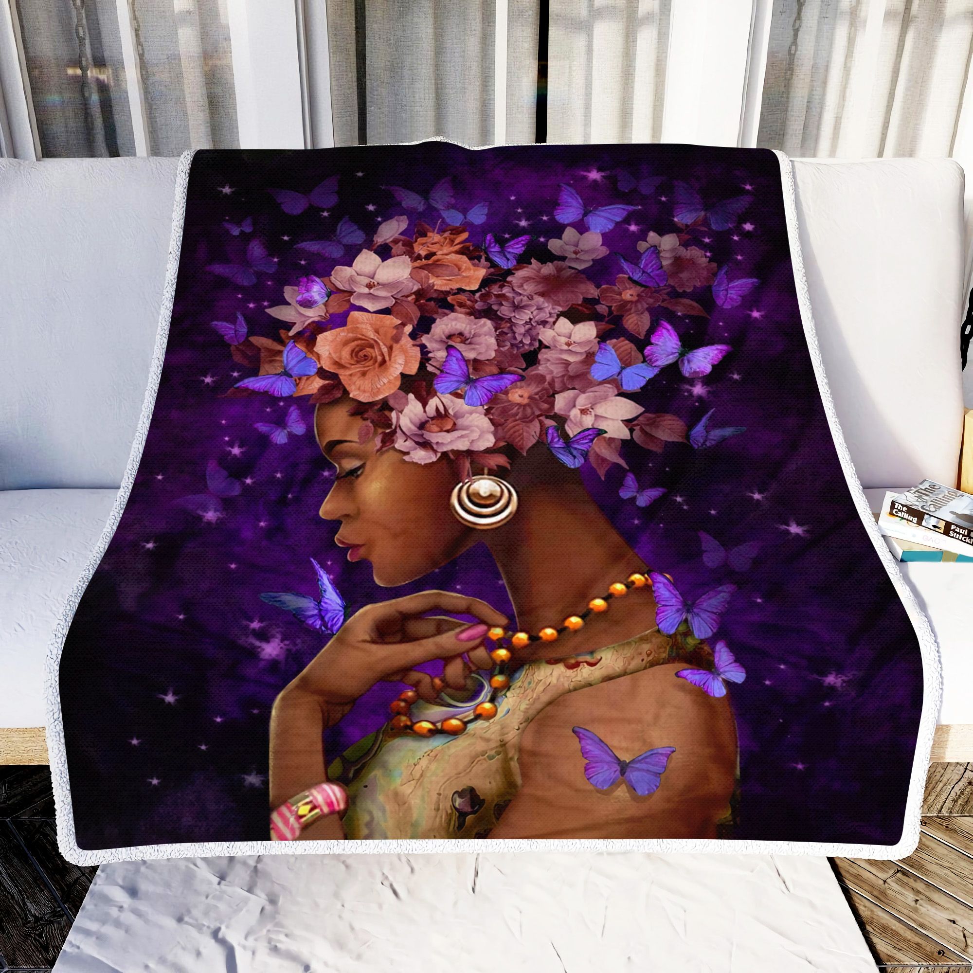 Beautiful Queen Purple Butterflies Fleece Blanket