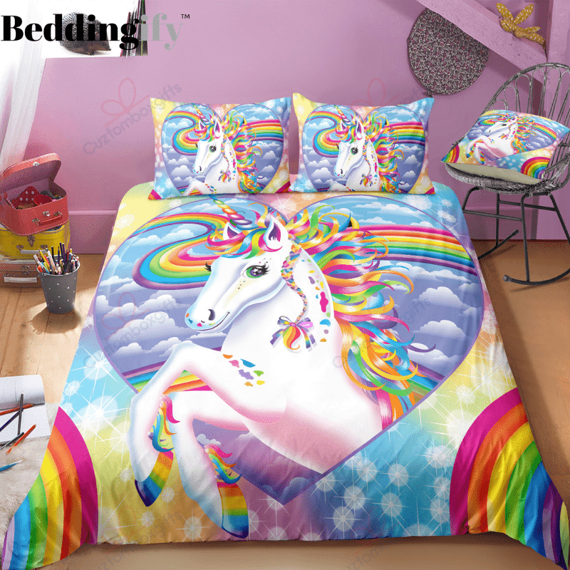 Beautiful Rainbow Unicorn Bedding Set