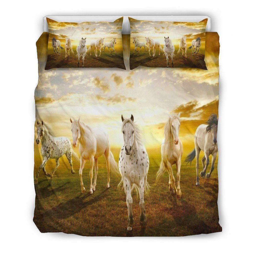 Beautiful Sunrise Andalusian White Horse Bedding Set