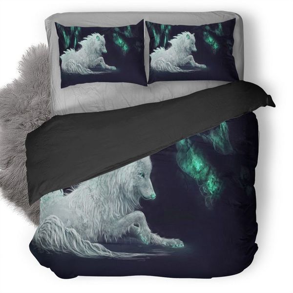 Beautiful White Wolf Bedding Set
