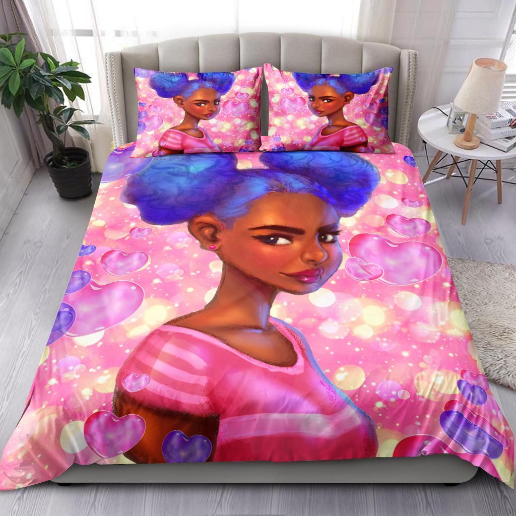 Beauty Black Girl Galaxy Bedding Set