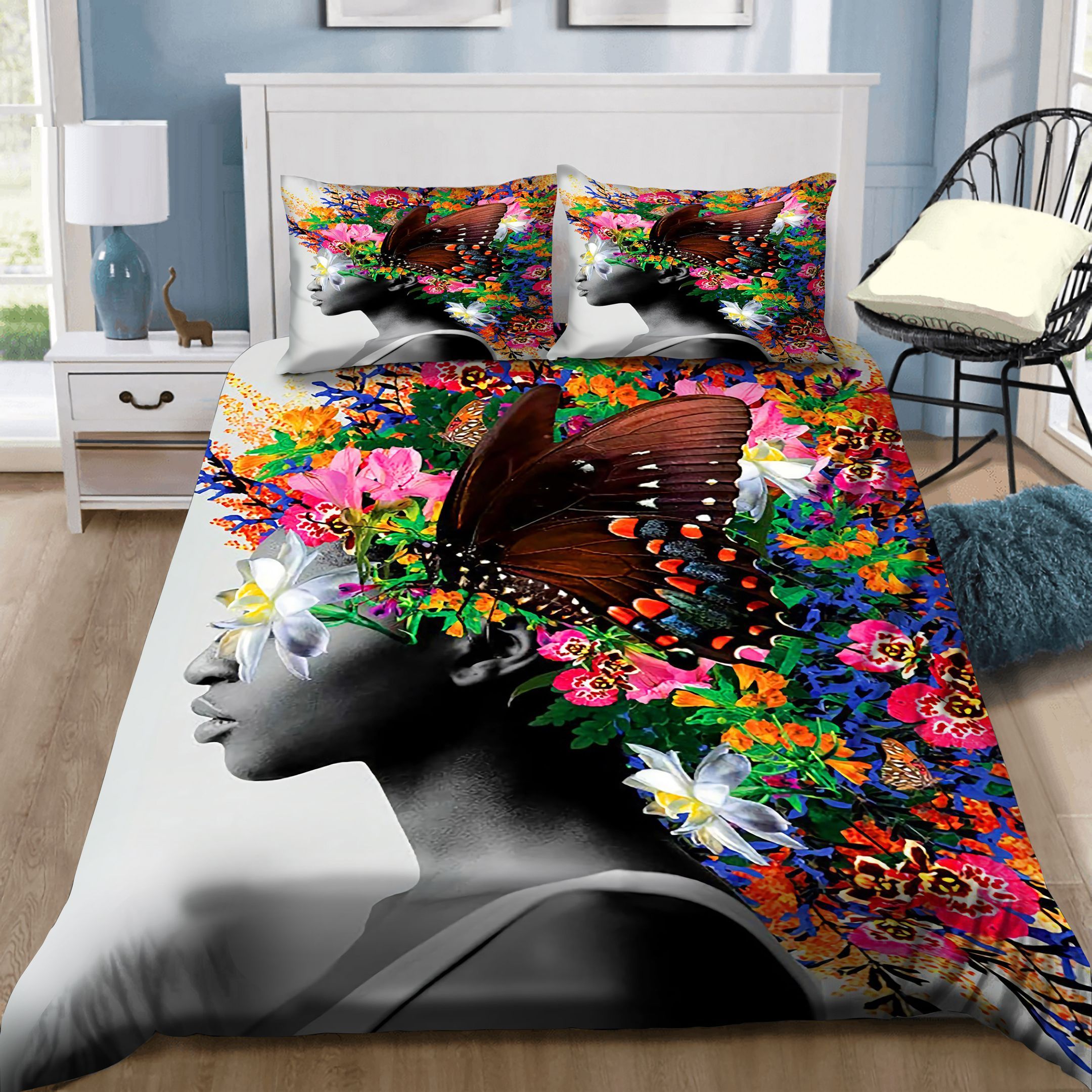 Beauty Girl With Flower Bedding Set