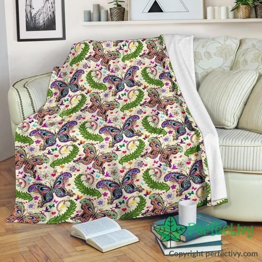 Beauty Pattern Butterfly Sherpa Fleece Blanket
