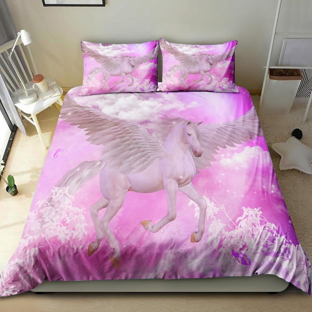 Beauty Unicorn Flying In Sky Bedding Set