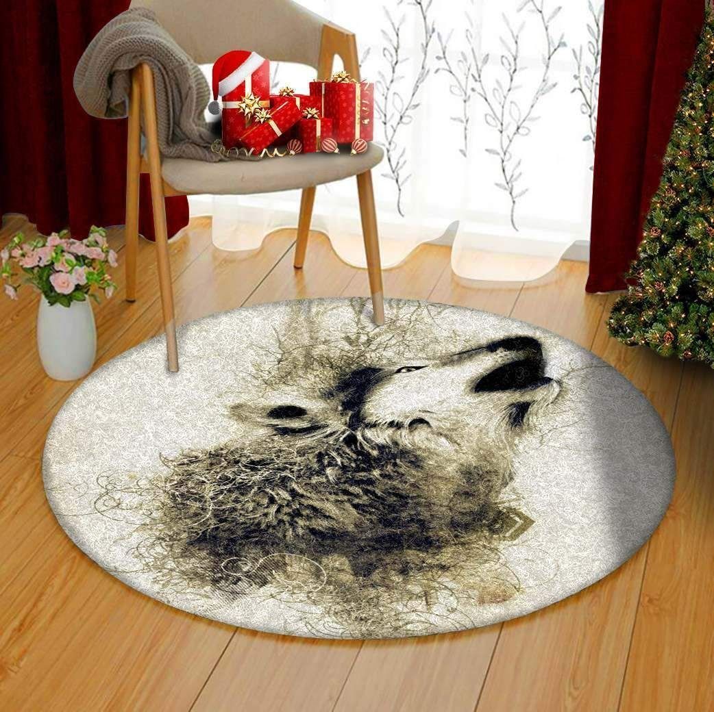 Beauty Wolf Painting Round Carpet