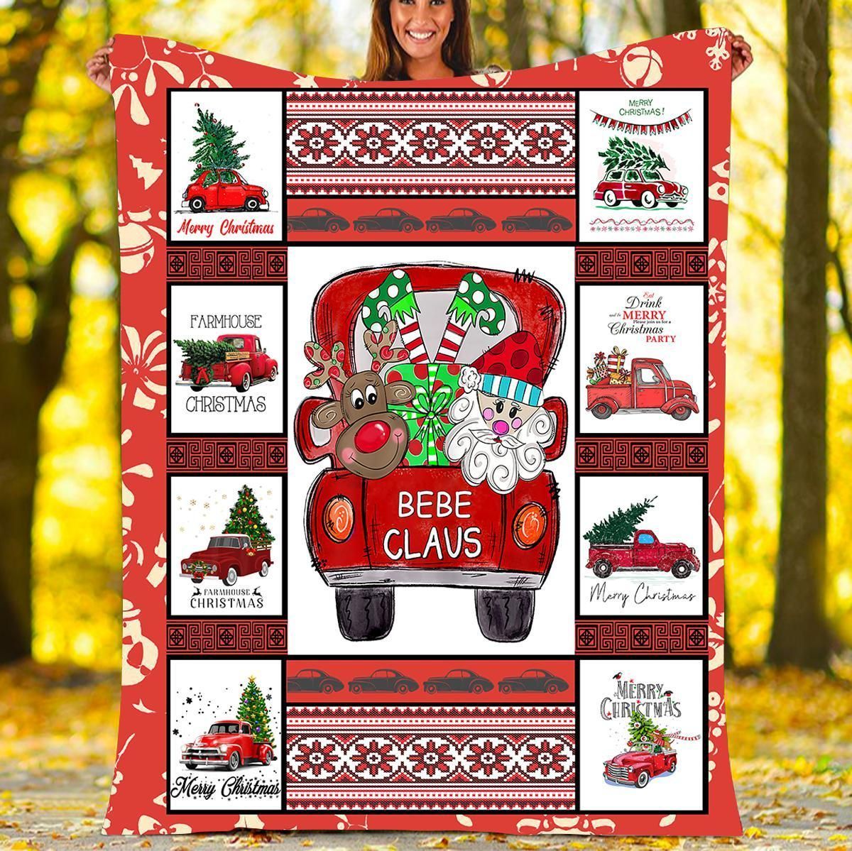 Bebe Claus Christmas Sherpa Fleece Blanket