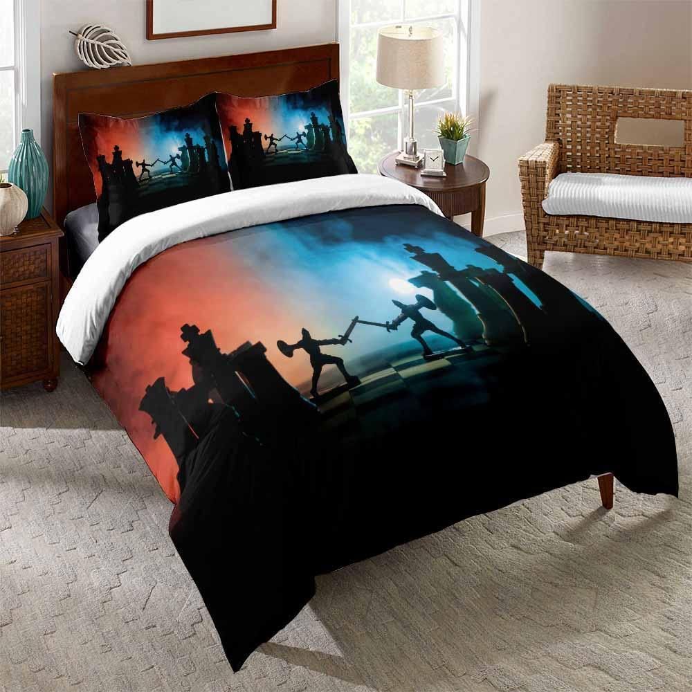 Bedding Blue Chess Printed Bedding Set