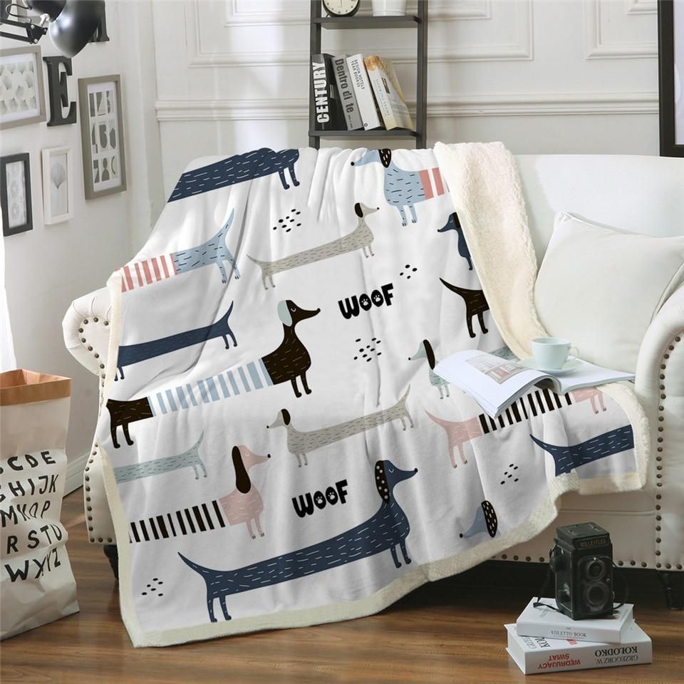 Bedspread Dachshund Sherpa Fleece Blanket