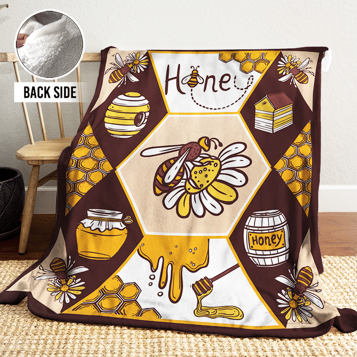 Bee Sherpa Fleece Blanket