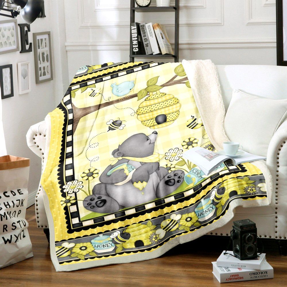 Bee And Bear Sherpa Fleece Blanket