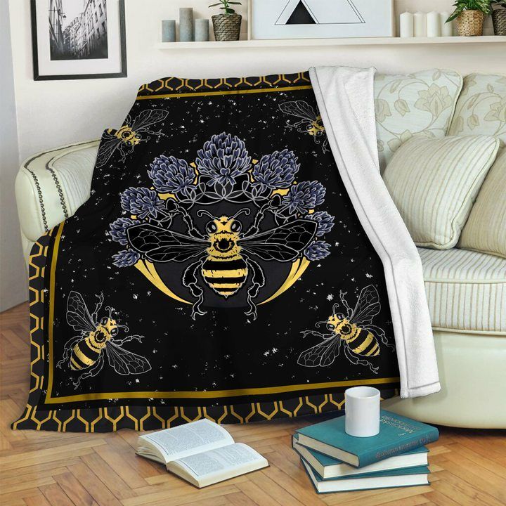 Bee And Moon Sherpa Fleece Blanket