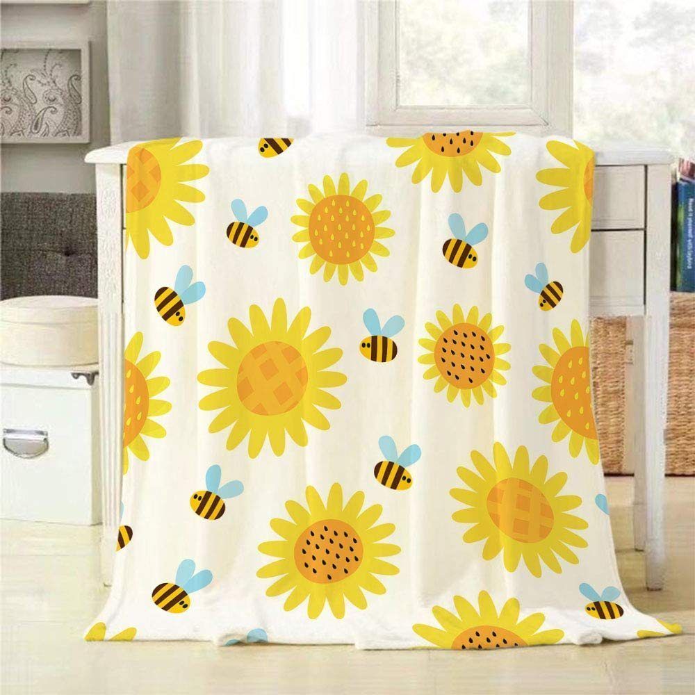 Bee And Sunflower Sherpa Fleece
