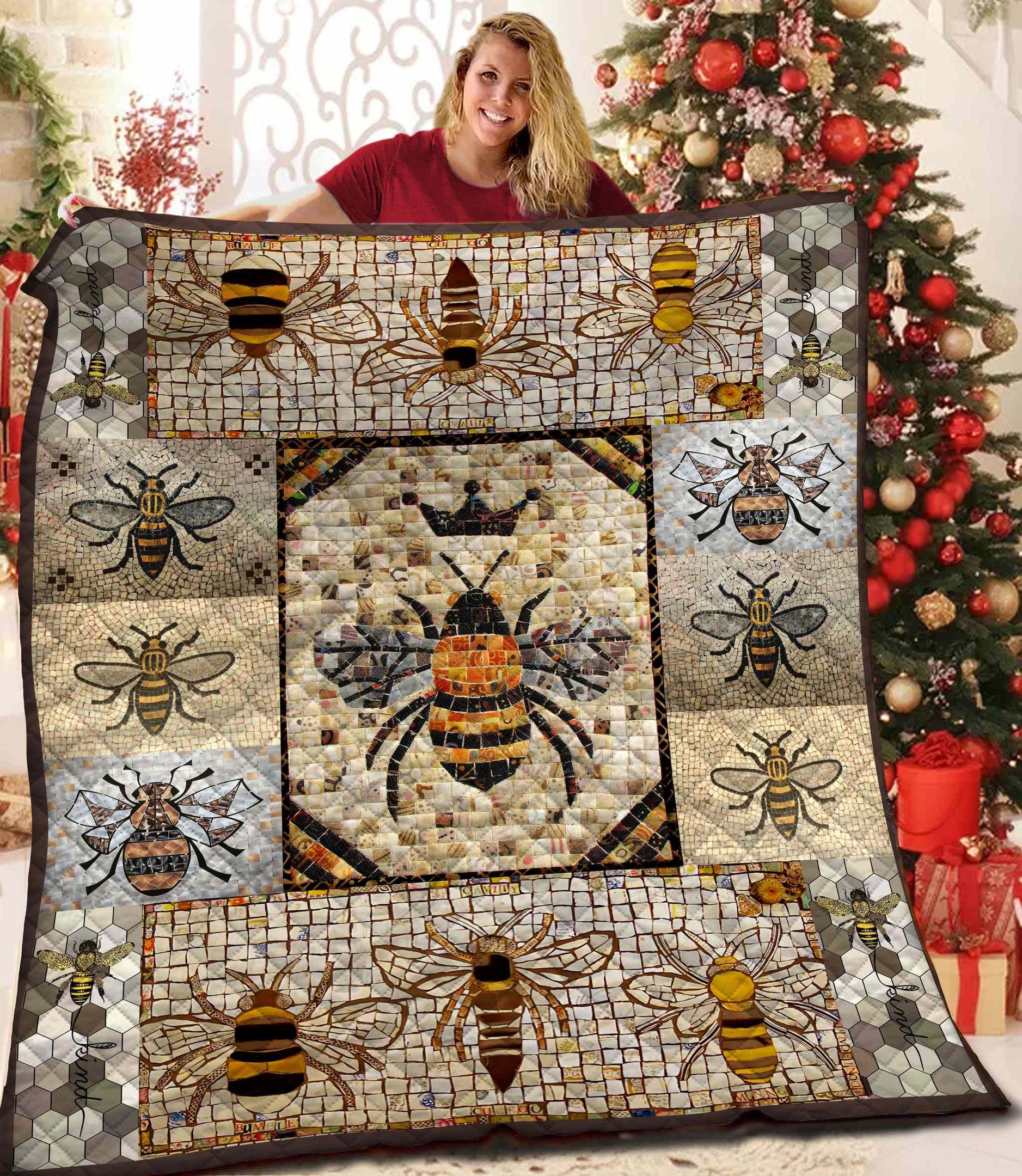 Bee Bee Mosaic Quilt Blanket Dhc04011804Dd