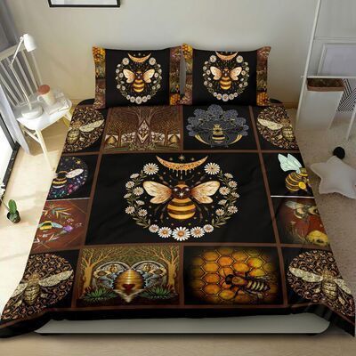 Bee Beehive Floral Brown Bedding Set