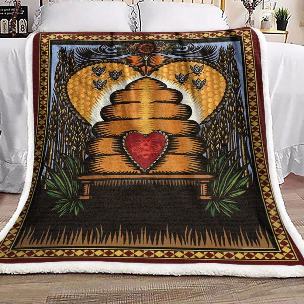 Bee Sherpa Fleece Blanket