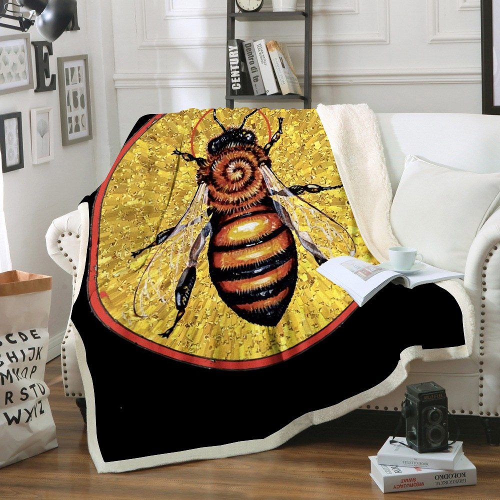 Bee Sherpa Fleece Blanket