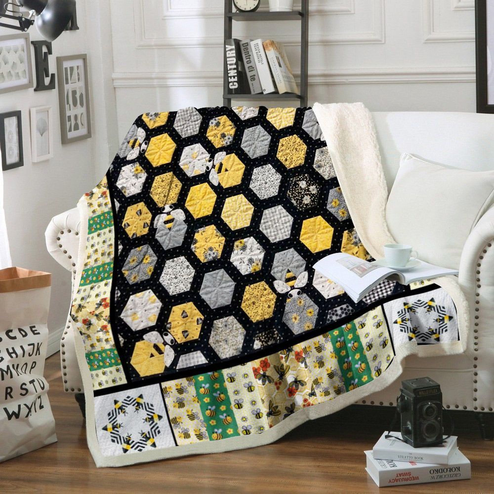 Bee Sherpa Fleece Blanket