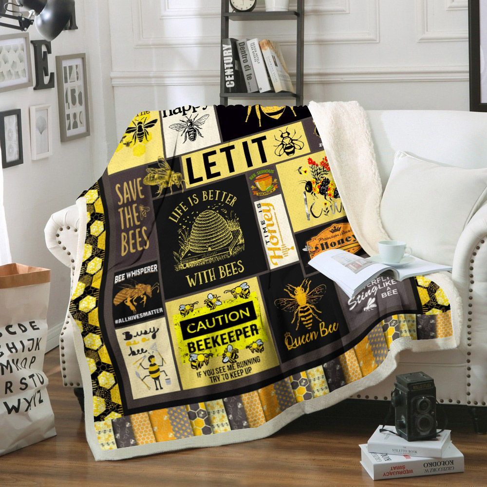 Bee Sherpa Fleece Blanket