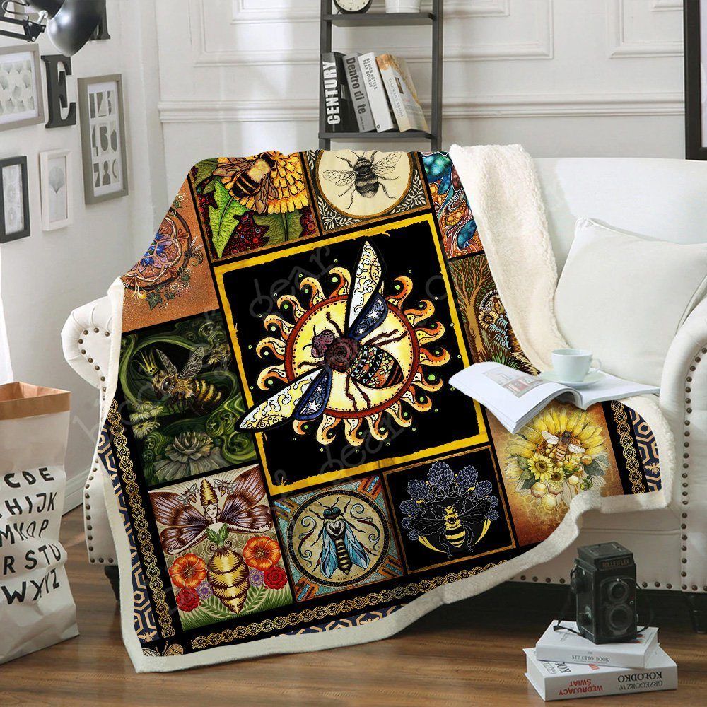 Bee Sherpa Fleece Blanket