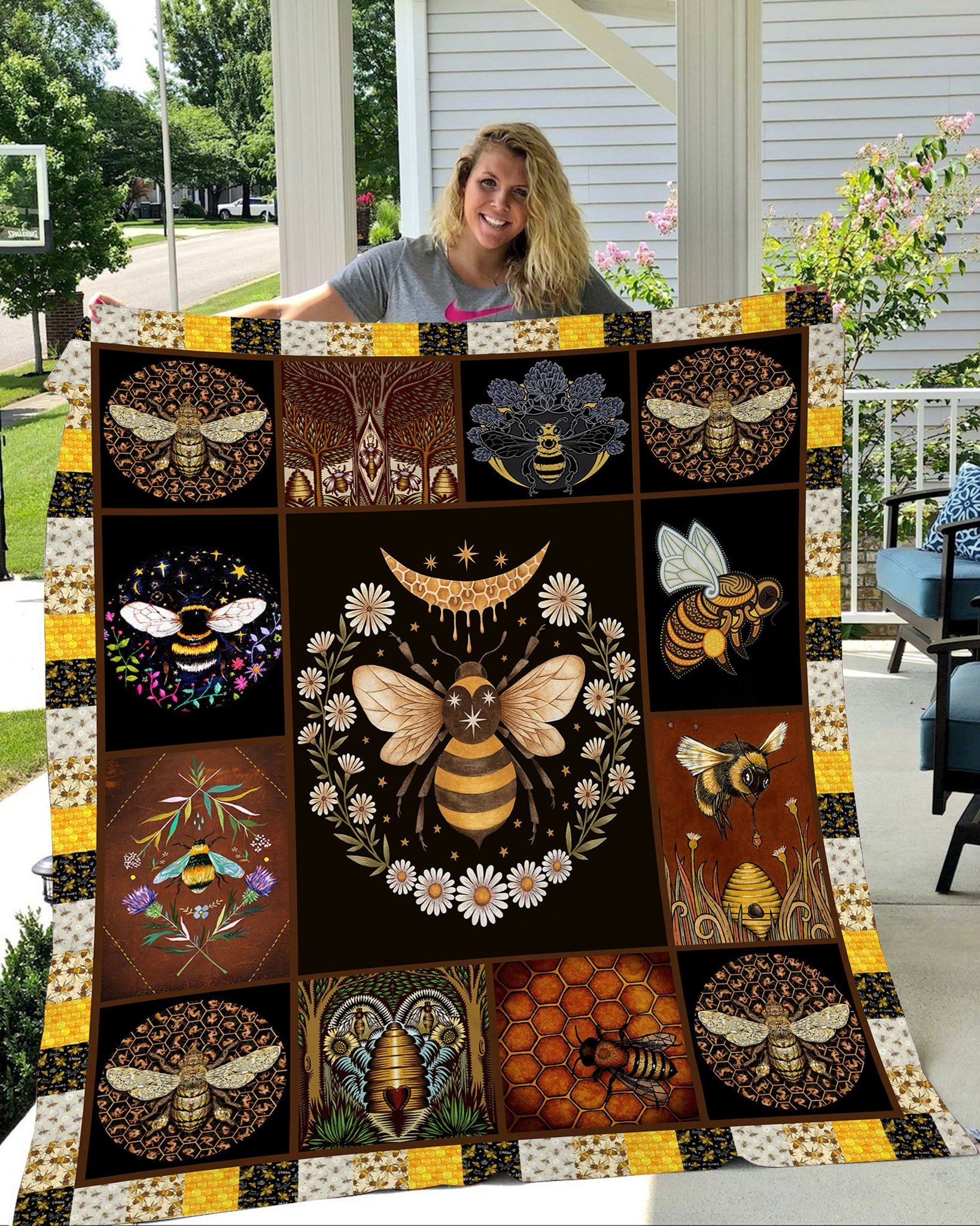 Bee Sherpa Fleece Blanket