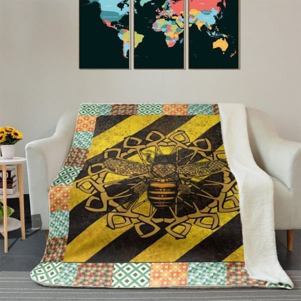 Bee Sherpa Fleece Blanket