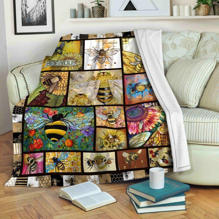 Bee Sherpa Fleece Blanket