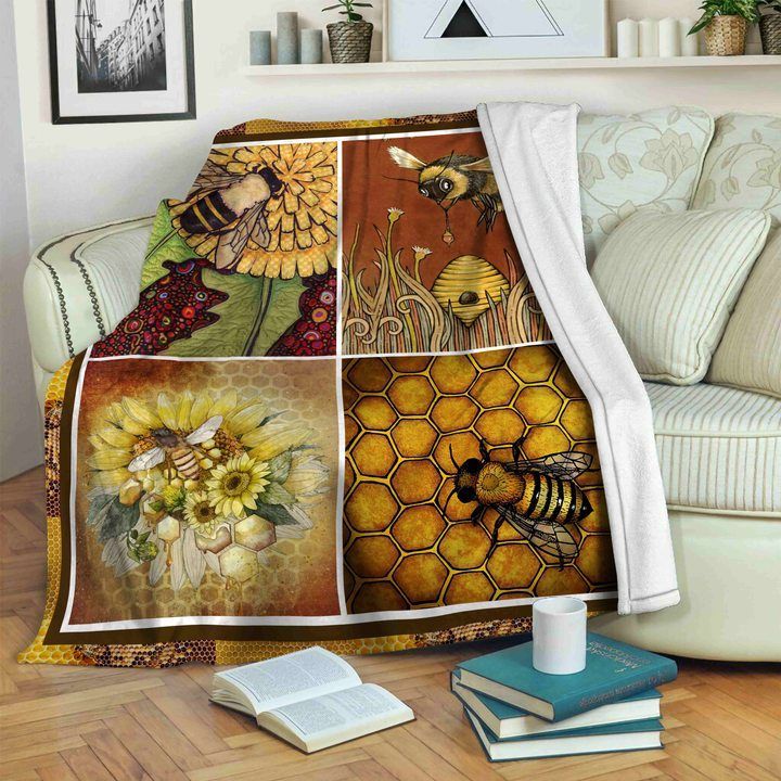 Bee Sherpa Fleece Blanket