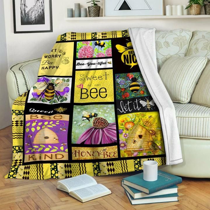 Bee Sherpa Fleece Blanket
