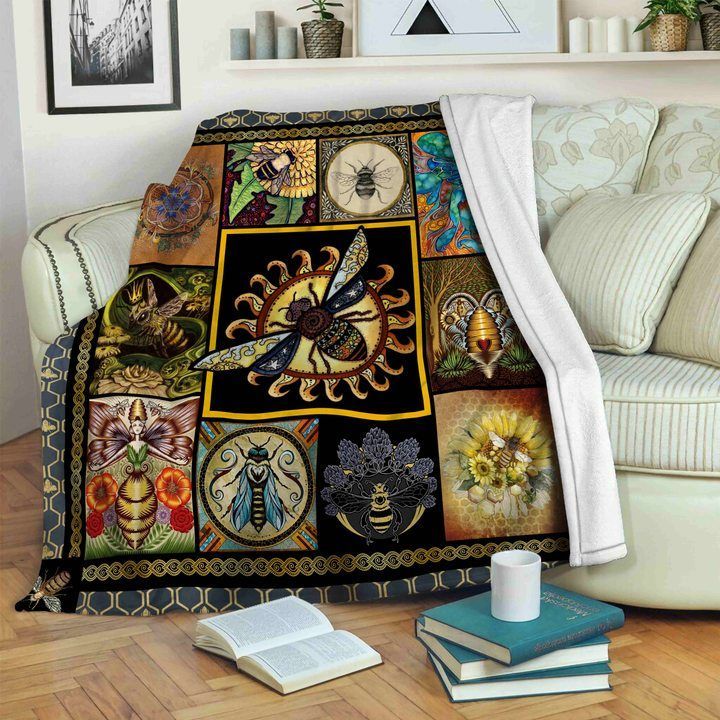 Bee Sherpa Fleece Blanket