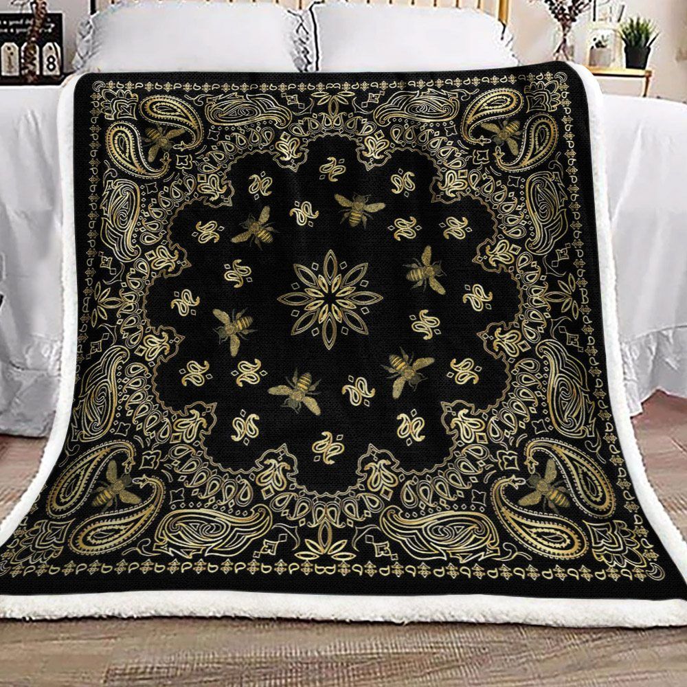 Bee Sherpa Fleece Blanket