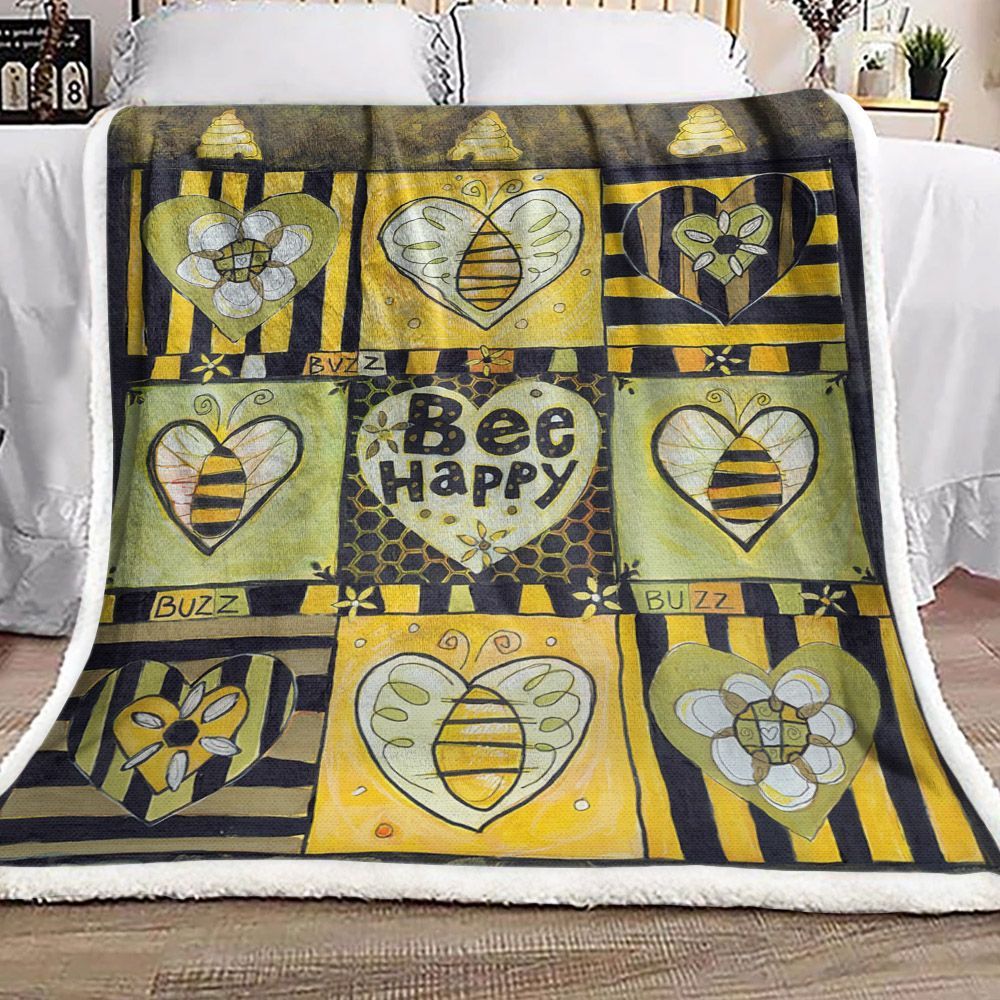 Bee Happy Sherpa Fleece Blanket
