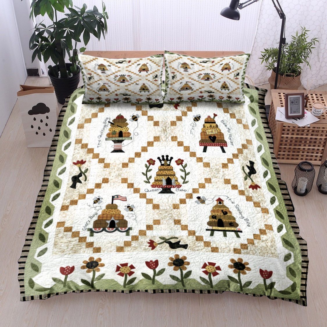 Bee Hive Bird Flower Bedding Set