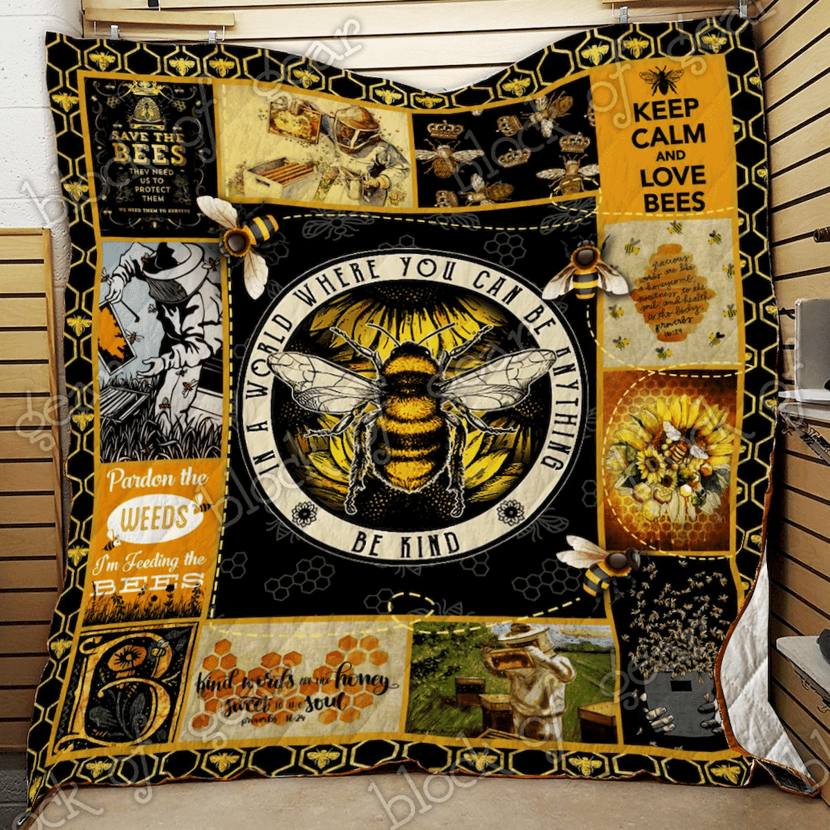 Bee Keep Calm And Love Bees Quilt Blanket DHC3112446TD