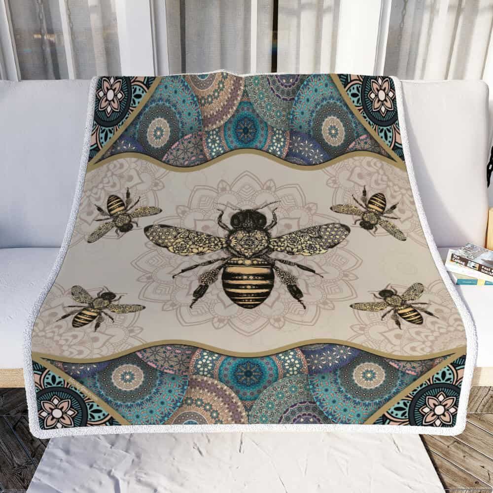 Bee Mandala Sherpa Fleece Blanket