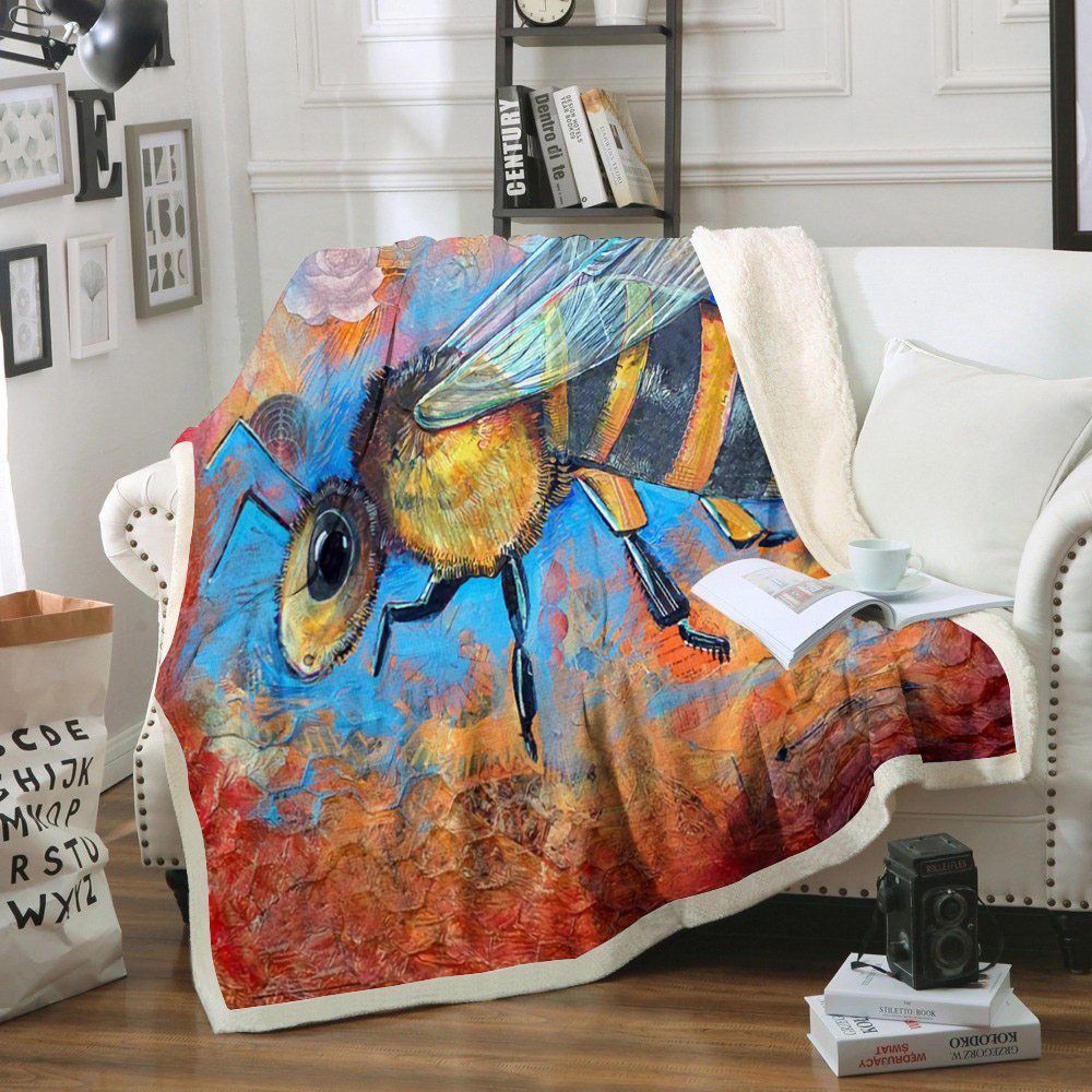 Bee Sherpa Fleece Blanket