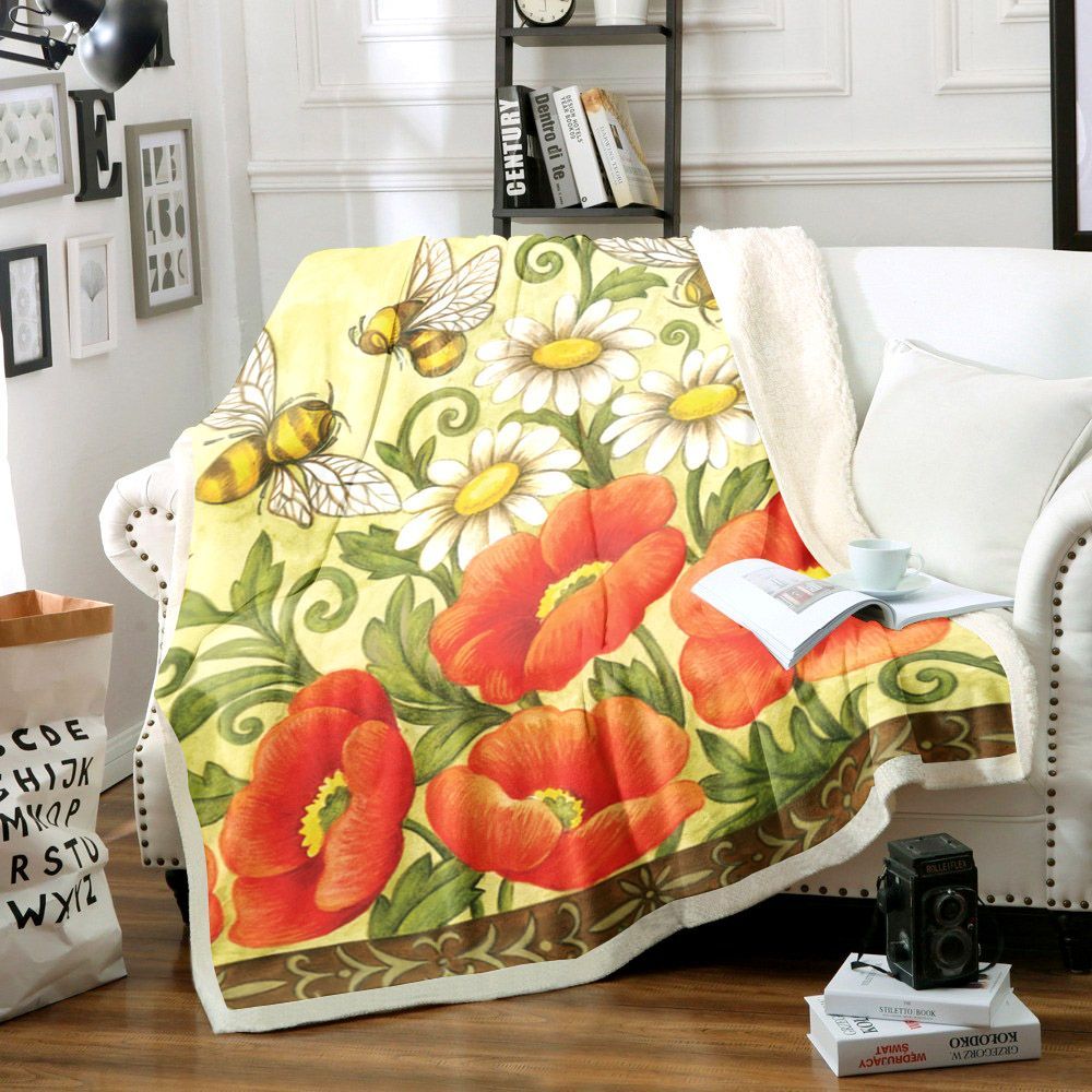 Bee Sherpa Fleece Blanket