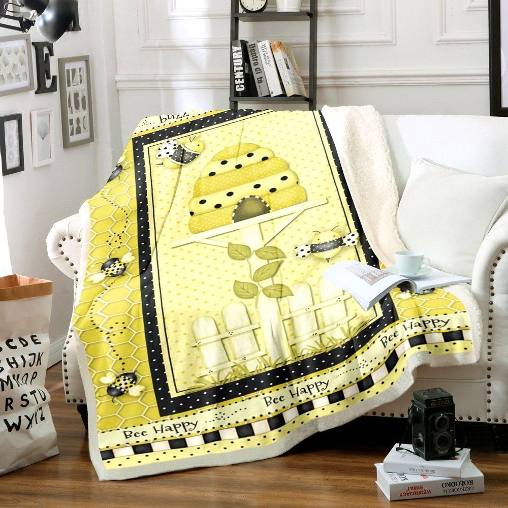 Bee Sherpa Fleece Blanket