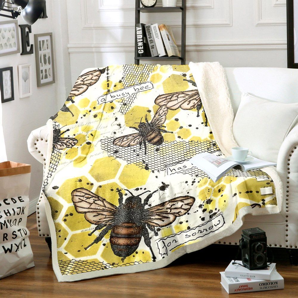 Bee Sherpa Fleece Blanket