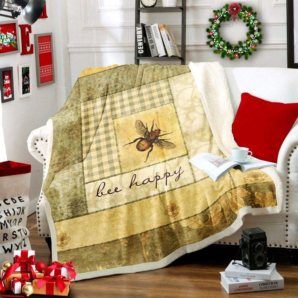 Bee Sherpa Fleece Blanket