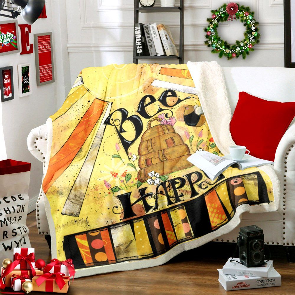 Bee Sherpa Fleece Blanket