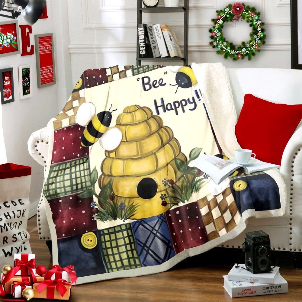Bee Sherpa Fleece Blanket