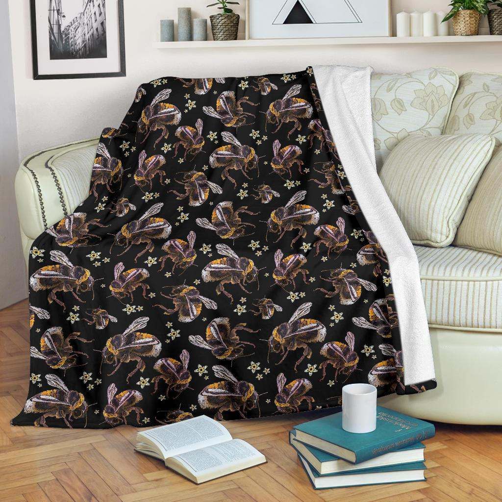 Bee Pattern Sherpa Fleece Blanket