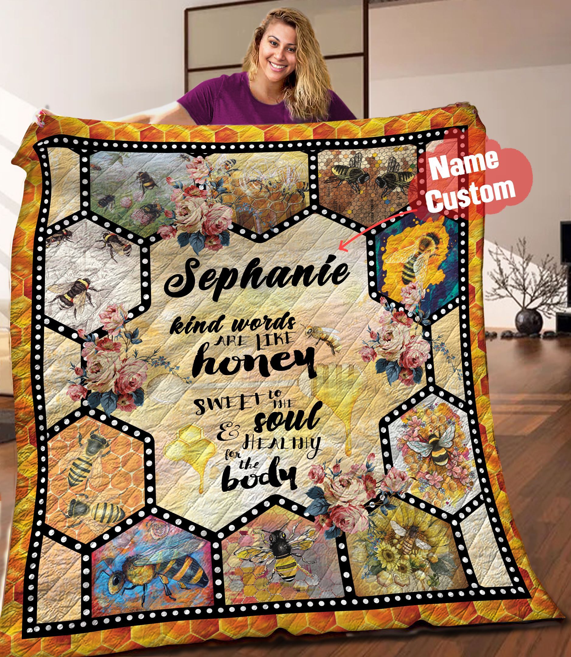 Bee Personalized Quilt Blanket HHH020631NA