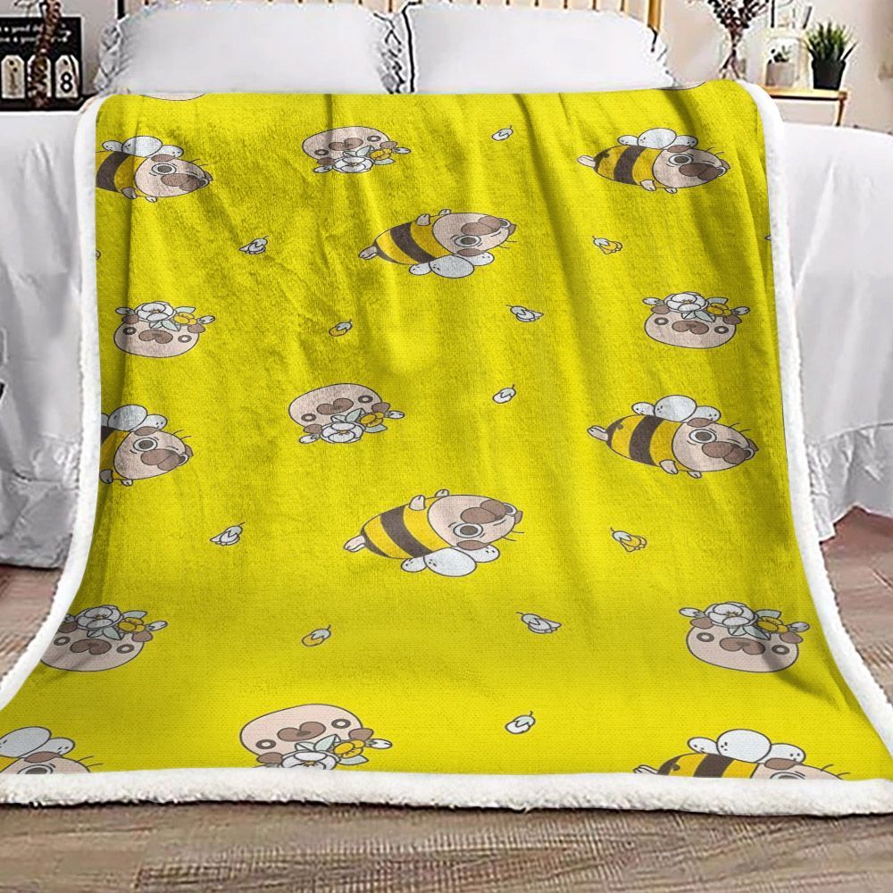 Bee Pug Sherpa Fleece Blanket
