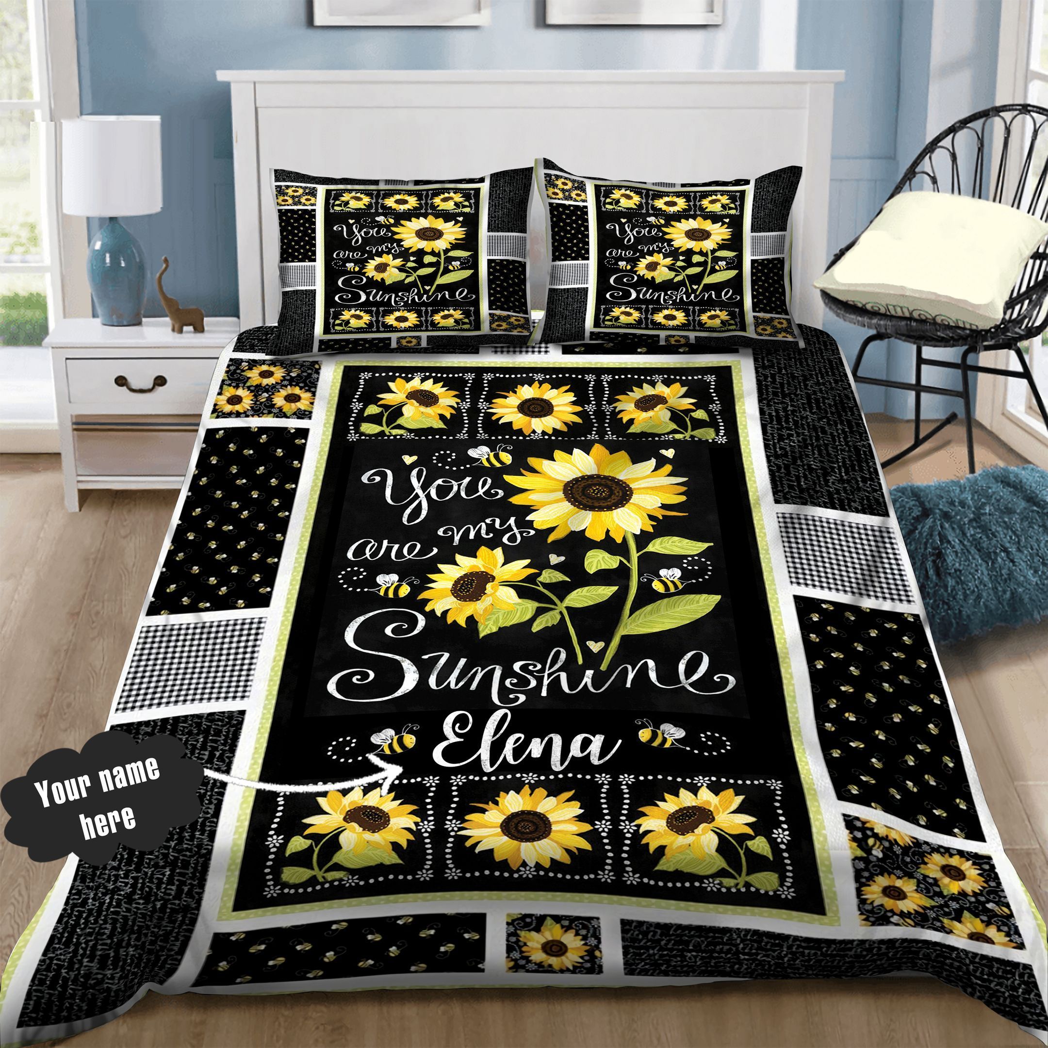Bee Sunflower Personalized Bedding Set