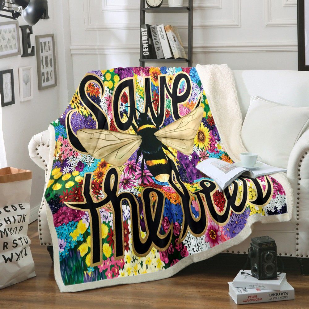 Bee Sherpa Fleece Blanket